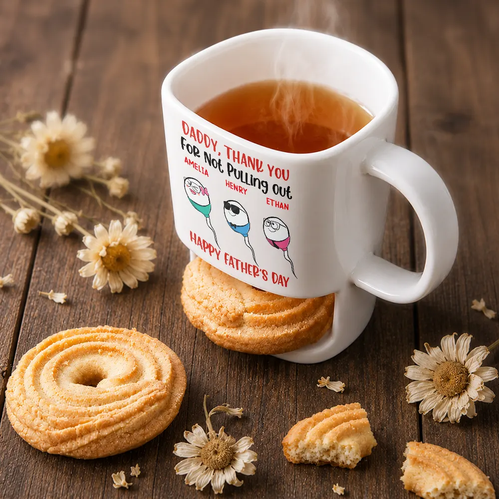 Dad Thank You For Not Pulling Out Funny Swimming Champion - Personalized Cookie Mug