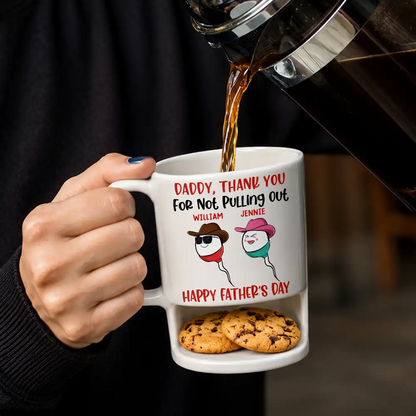 Dad Thank You For Not Pulling Out Funny Swimming Champion - Personalized Cookie Mug