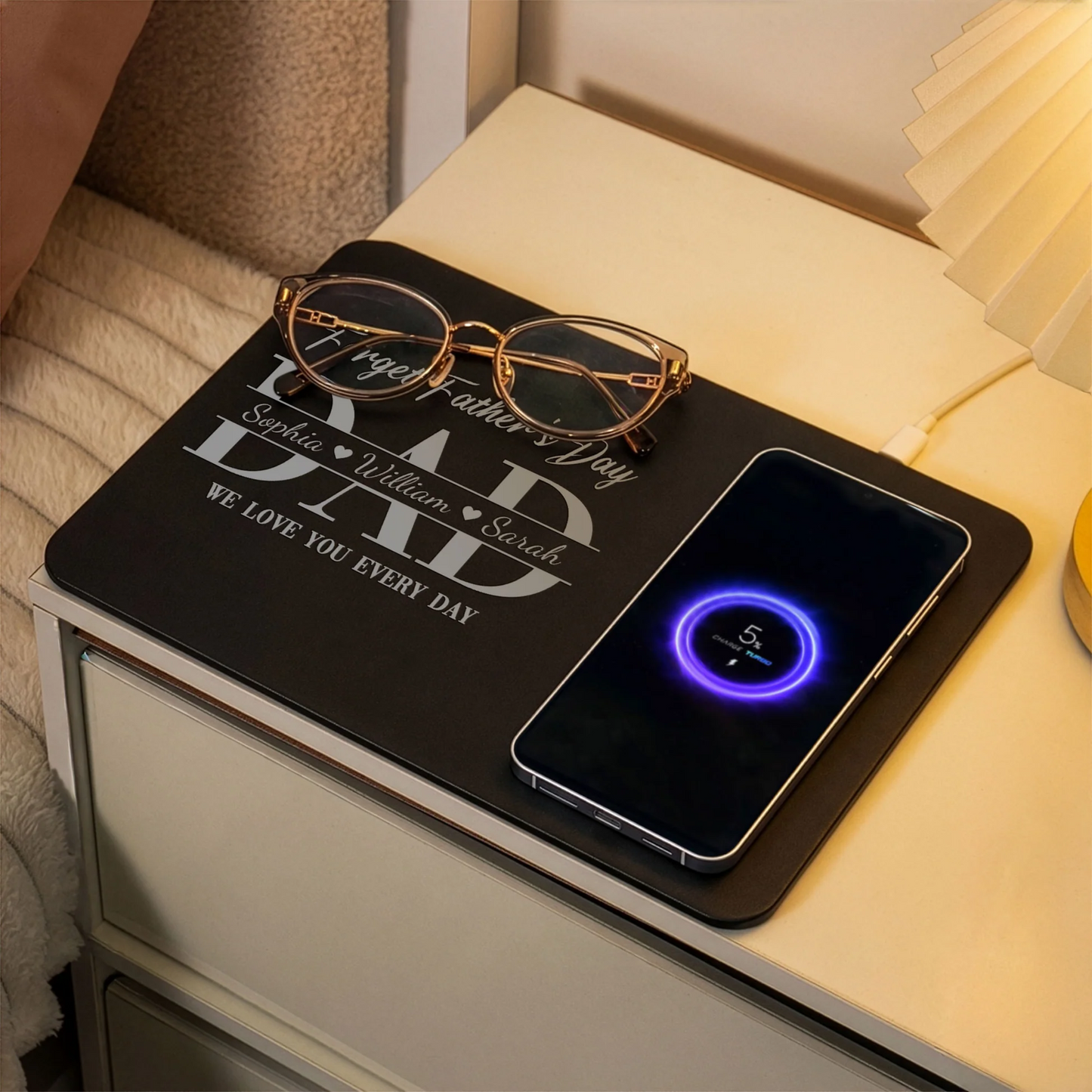 Father's Day Gifts, Dad Forget Father's Day We Love You Everyday - Personalized Leather Charging Mat
