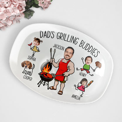 Father's Day Gifts, Dad's Grilling Buddies Father's Day Gift For Daddy, Husband, Grandpa - Personalized Platter