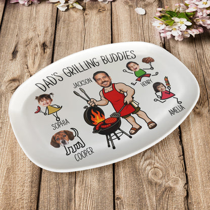 Father's Day Gifts, Dad's Grilling Buddies Father's Day Gift For Daddy, Husband, Grandpa - Personalized Platter