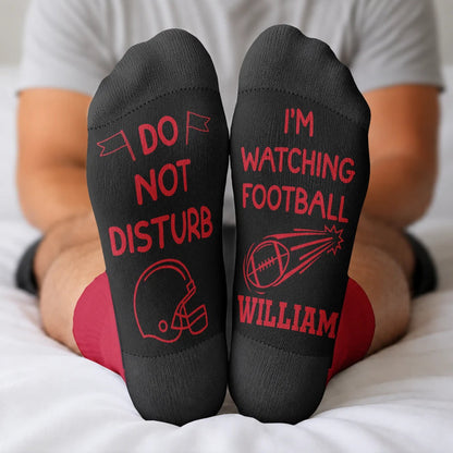 Do Not Disturb I'm Watching Soccer Baseball Football Hockey - Personalized Crew Socks
