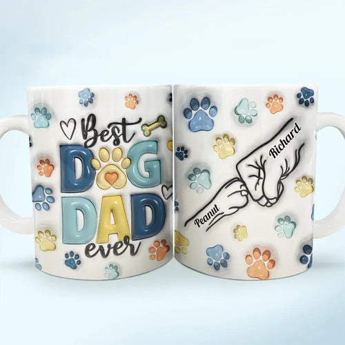 Dog Dad - Dog Human Fist Bump Best Dog Dad Ever - Personalized 3D Inflated Effect Printed Mug Mugs The Next Custom Gift