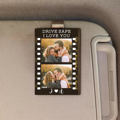 Drive Safe, I Love You - Personalized Wooden Photo Car Visor Clip