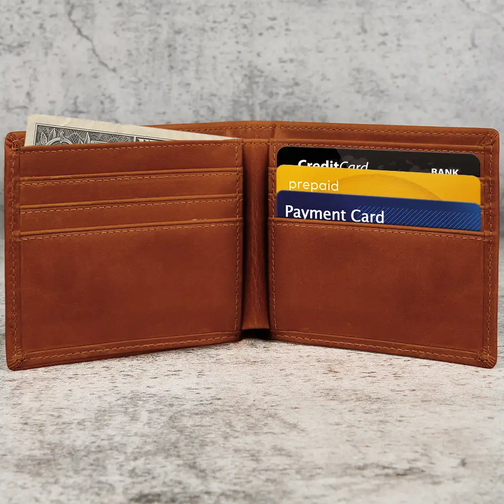 Stars & Stripes US Flag American Dad Grandpa - Personalized Leather Wallet