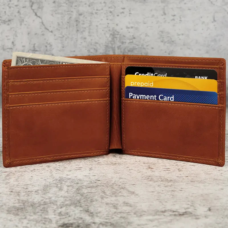 Custom Photo Bold Sketch Dad Bank Funny Always Open Fast No Interest - Personalized Leather Wallet