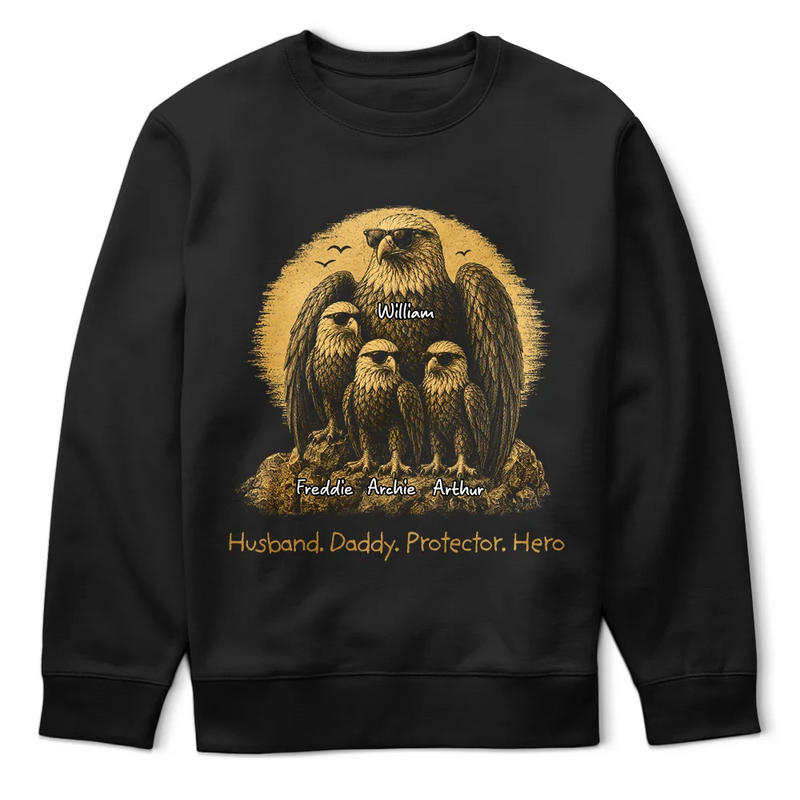 Eagle Father And Kids Retro Style Best Dad Ever - Personalized T Shirt