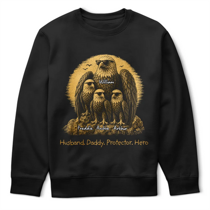 Eagle Father And Kids Retro Style Best Dad Ever - Personalized T Shirt