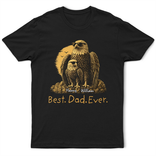 Eagle Father And Kids Retro Style Best Dad Ever - Personalized T Shirt