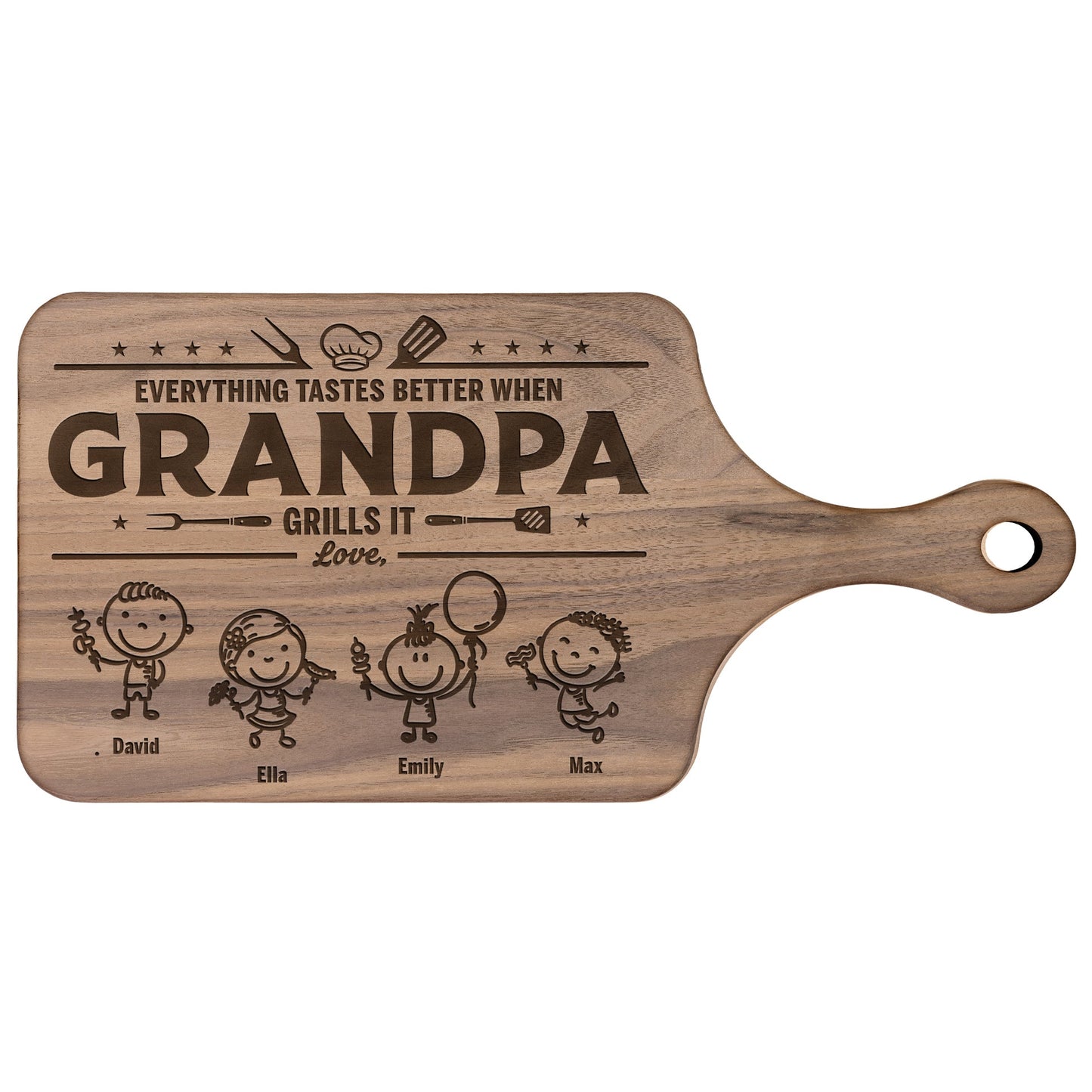 Father's Day Gifts, Everything Tastes Better When Grandpa, Dad Grills It - Father's Day Gift - Personalized Cutting Board