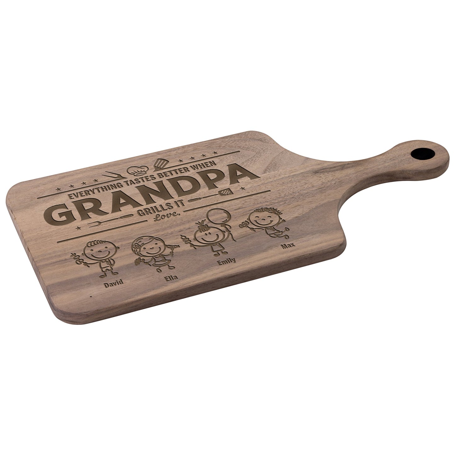Father's Day Gifts, Everything Tastes Better When Grandpa, Dad Grills It - Father's Day Gift - Personalized Cutting Board