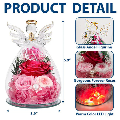 Mom Grandma Flower We Love You - Personalized Flower In Glass Angel Figurine