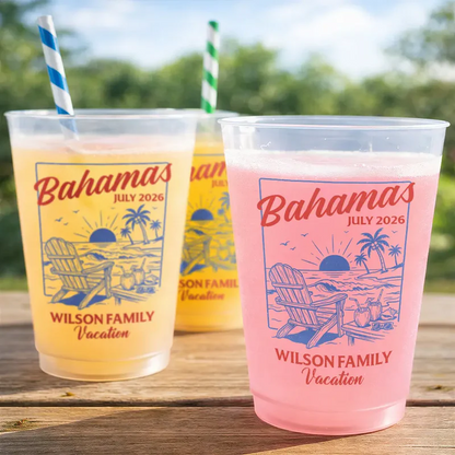 Family Besties Summer Vacation Party - Personalized Frosted Cups