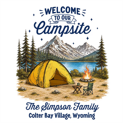 Family Welcome To Our Campsite - Personalized Decor Decal