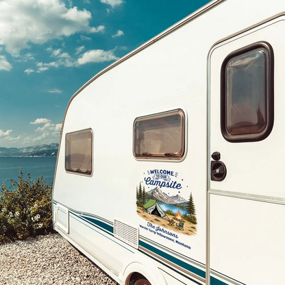 Family Welcome To Our Campsite - Personalized Decor Decal