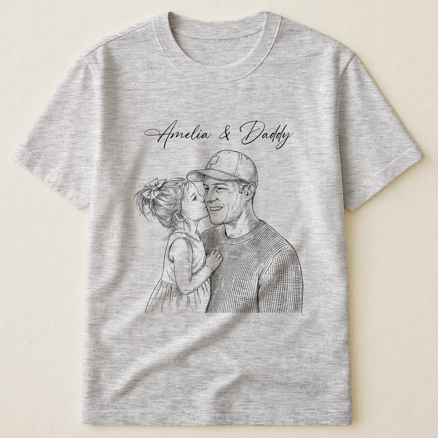 Father's Day Gifts, Father's Day Gift For Husband, Dad Custom Photo Sketch Line Art - Personalized Shirt