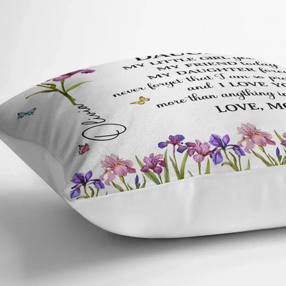 Faux Pressed Birth Flower My Daughter Forever - Personalized Pillow