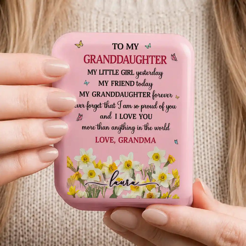 Faux Pressed Birth Flower To My Daughter Granddaughter - Personalized LED Compact Mirror