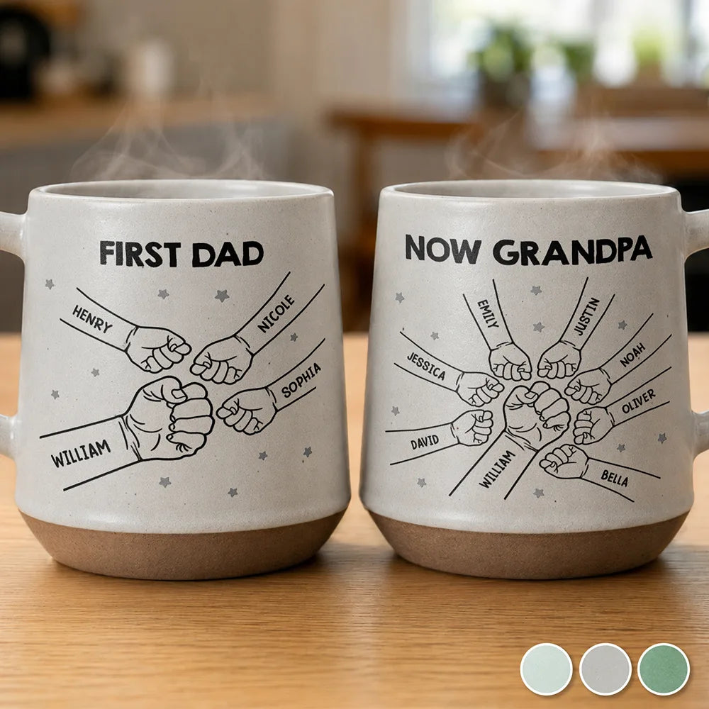 First Dad Now Grandpa Fist Bumps - Personalized Conical Mug