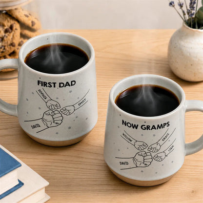 First Dad Now Grandpa Fist Bumps - Personalized Conical Mug