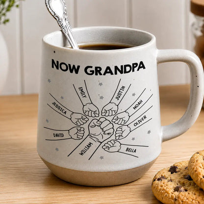 First Dad Now Grandpa Fist Bumps - Personalized Conical Mug