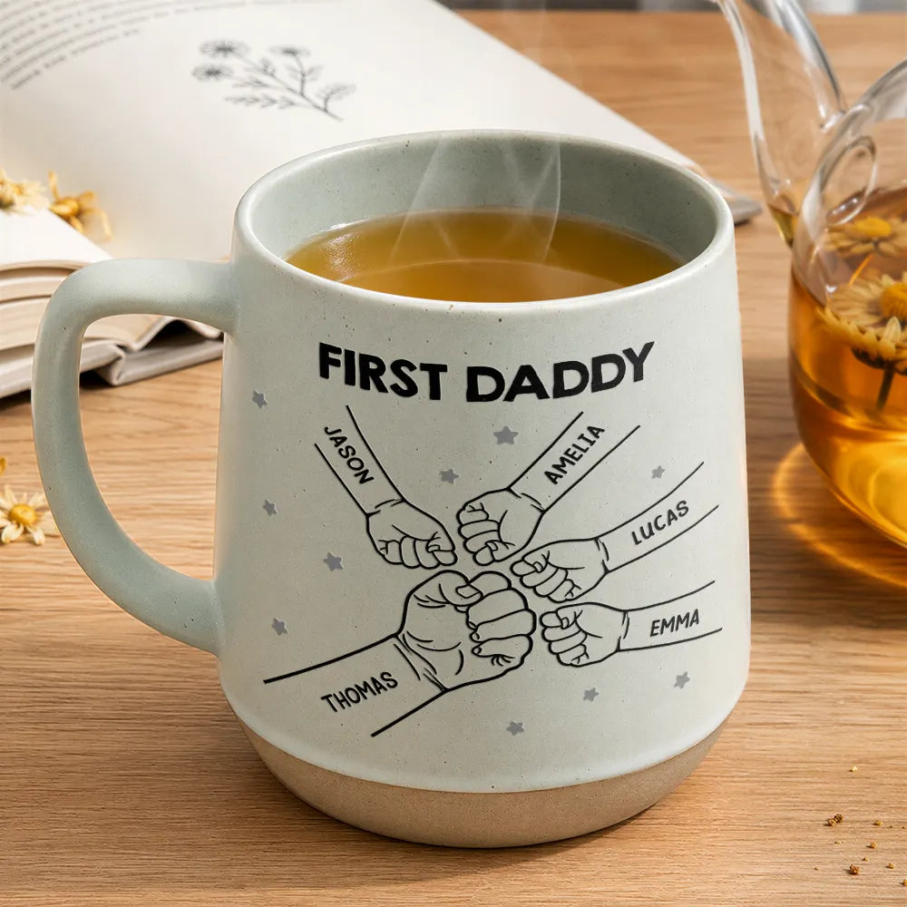 First Dad Now Grandpa Fist Bumps - Personalized Conical Mug