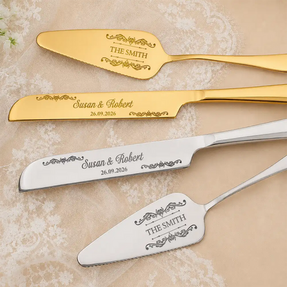 Floral Pattern Couple Wedding - Personalized Cake Cutting Set