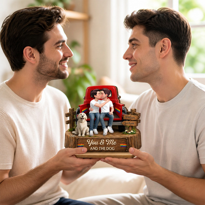 LGBT+ Couple You & Me And The Dogs - Personalized Wooden Plaque - Gift For Couple, Happy Pride Month