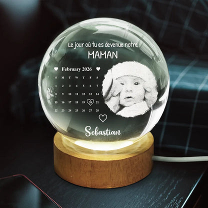 Photo Et Calendrier Personnalisables Devenue Ma Maman - Lampe Boule En Cristal Personnalisée