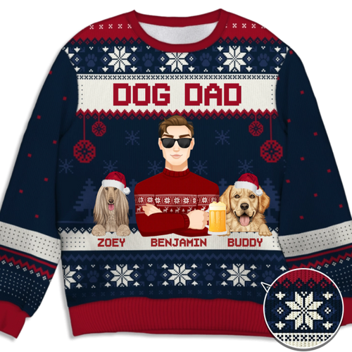 I'm A Dog Dad Dog Mom Navy Green Black Red Style - Dog Personalized Custom Ugly Sweatshirt - Unisex Wool Jumper - Christmas Gift For Pet Owners, Pet Lovers
