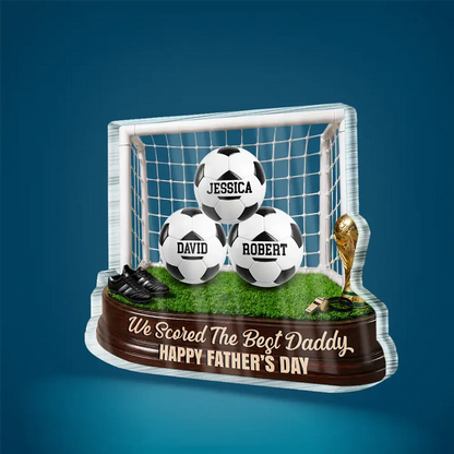 Game Day We Scored The Best Dad - Personalized Custom Shaped Acrylic Plaque