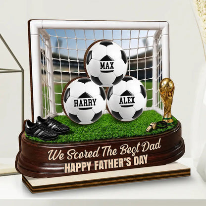 Game Day We Scored The Best Dad - Personalized Custom Shaped Wooden Plaque