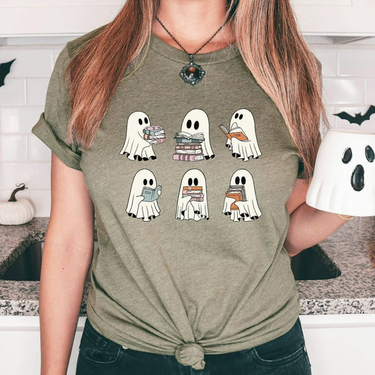 Ghost Reading Shirt, Teacher Halloween TShirt, Librarian Graphic Tee, Book Lover Tshirt, Reading Shirt