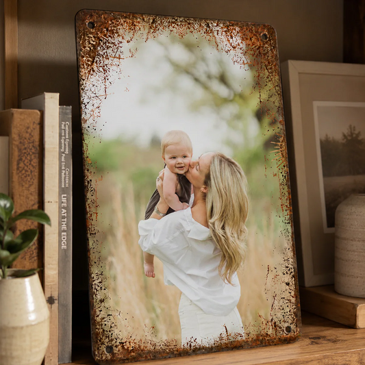 Custom Family Picture Portrait - Personalized Metal Sign - Rusty Vintage Wall Art Hanging Decor, Wedding Anniversary Gift for Him, Gift for Her