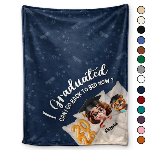 Graduated Can I Go Back To Bed Now 3D Effect - Personalized Blanket