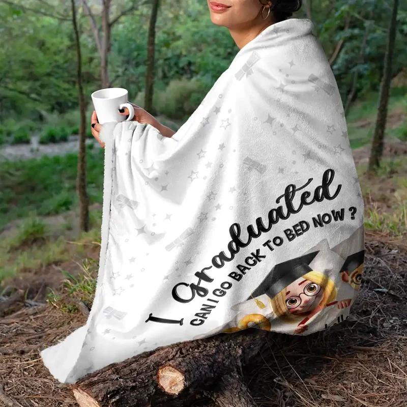 Graduated Can I Go Back To Bed Now 3D Effect - Personalized Blanket