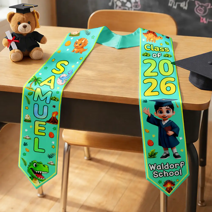 Graduation Kid Dinosaur Unicorn - Personalized Kid Graduation Stole