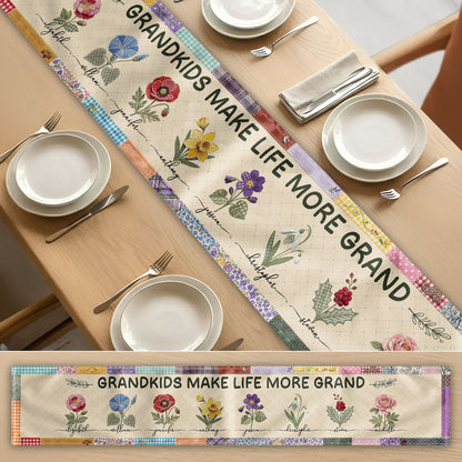 Father's Day Gifts, Grandkids Make Life More Grand - Personalized Table Runner
