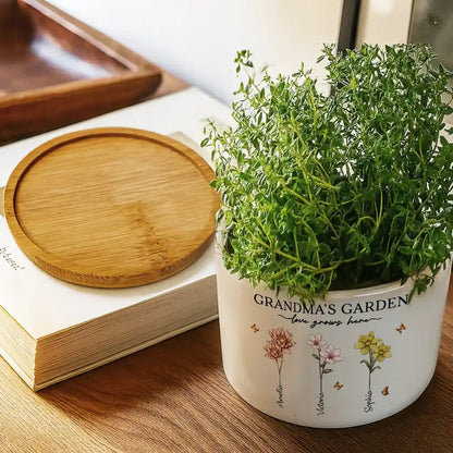 Grandma's Garden Love Grows Here - Personalized Ceramic Plant Pot