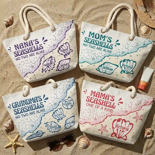Grandmas And Moms Seashells - Personalized Beach Bag