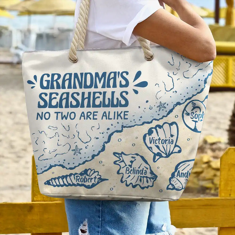 Grandmas And Moms Seashells - Personalized Beach Bag