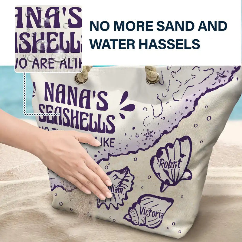 Grandmas And Moms Seashells - Personalized Beach Bag