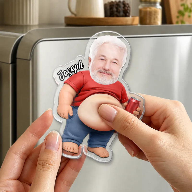 Custom Photo Chilling Dad Bod - Personalized Squishy Acrylic Fridge Magnet
