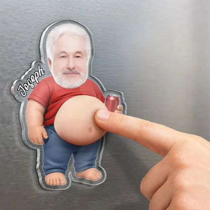 Custom Photo Chilling Dad Bod - Personalized Squishy Acrylic Fridge Magnet