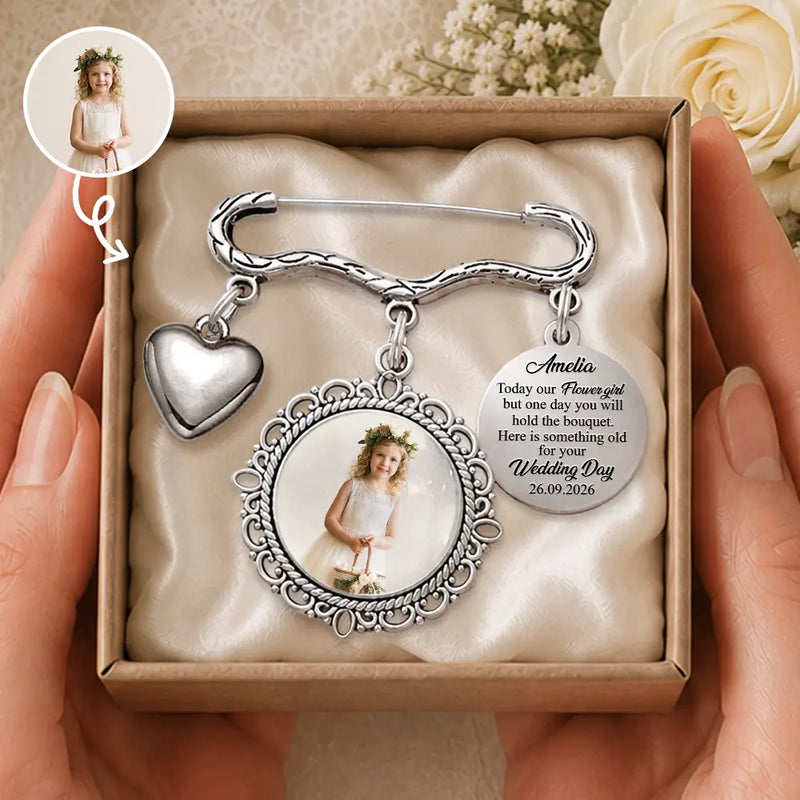 Custom Photo Here Is Something Old For Your Wedding Day - Personalized Lapel Pin