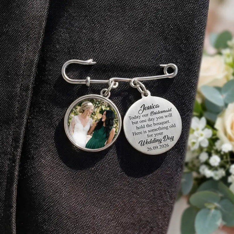 Custom Photo Here Is Something Old For Your Wedding Day - Personalized Lapel Pin
