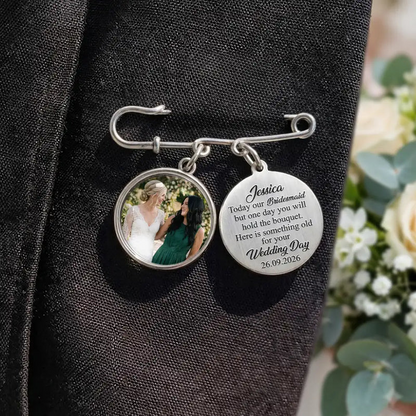 Custom Photo Here Is Something Old For Your Wedding Day - Personalized Lapel Pin