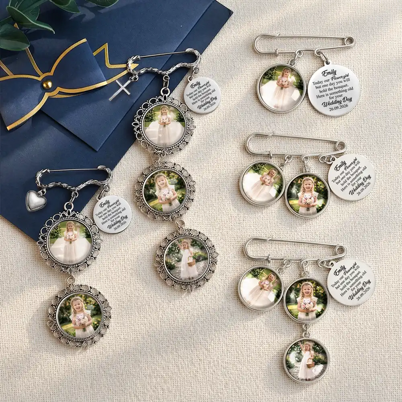 Custom Photo Here Is Something Old For Your Wedding Day - Personalized Lapel Pin