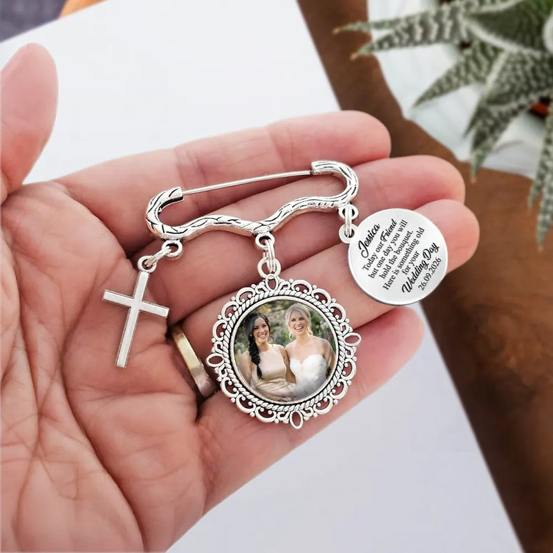 Custom Photo Here Is Something Old For Your Wedding Day - Personalized Lapel Pin
