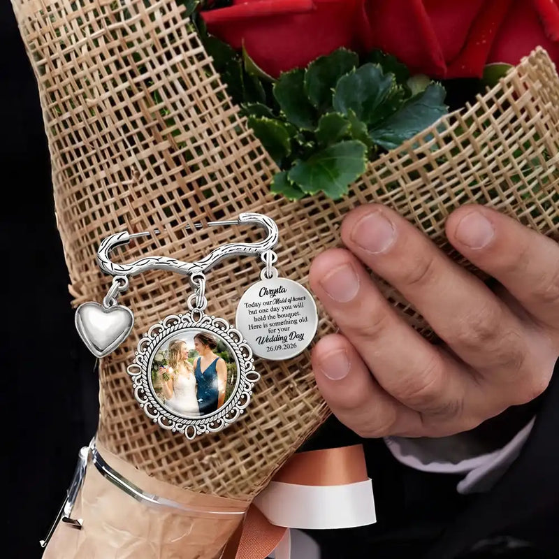 Custom Photo Here Is Something Old For Your Wedding Day - Personalized Lapel Pin